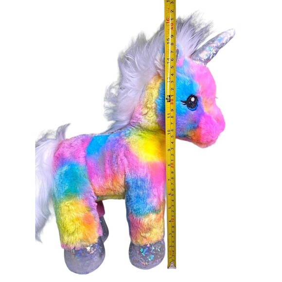 Build a Bear Rainbow Unicorn Tie-Dye Plush 17” Tall Sparkly Metallic Hooves/Horn - Picture 8 of 11